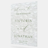 グリーンモダンとエレガントフローラ結婚の歓迎 アクリルサイン (傾斜)