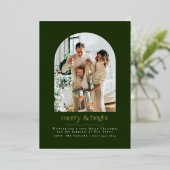 グリーンモダンとゴールドフォイルの写真クリスマスカード 箔シーズンカード (立ち正面)