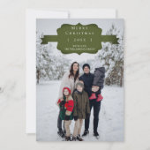 グリーンモダンとシンプルクリスマスフォトカード シーズンカード (正面)