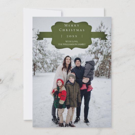 グリーンモダンとシンプルクリスマスフォトカード シーズンカード (正面)