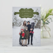 グリーンモダンとシンプルクリスマスフォトカード シーズンカード (スタンド正面)