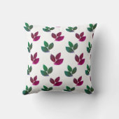 グリーンモダンとブルゴーニュのベイリーフパターン クッション (裏面)