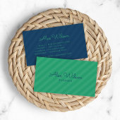 グリーンモダンとブルーのストライプがソーシャルメディア 名刺