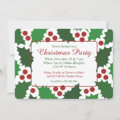 グリーンモダンとレッドのホリーすてきクリスマス 招待状 (正面)