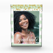 グリーンモダンと金ゴールドのストライプの大学院フォトブロック フォトブロック (正面)