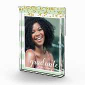 グリーンモダンと金ゴールドのストライプの大学院フォトブロック フォトブロック (右)