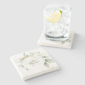 グリーンモダンと金ゴールドユーカリ ストーンコースター (横)