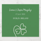 グリーンモダンアイリッシュクローバー結婚リーフ スパークリングワインラベル (シングルラベル)