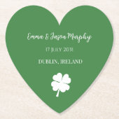 グリーンモダンアイリッシュフォーリーフクローバー結婚ズ ペーパーコースター (正面)