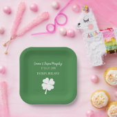 グリーンモダンアイリッシュフォーリーフクローバー結婚ズ ペーパープレート (パーティー)