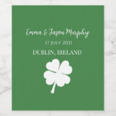 グリーンモダンアイリッシュフォーリーフクローバー結婚式の引き出物 ワインラベル (シングルラベル)