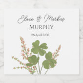 グリーンモダンアイリッシュリーフクローバー結婚ズ スパークリングワインラベル (シングルラベル)