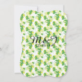 グリーンモダンイエローレモンシームレスパタ結婚ーン 招待状 (裏面)