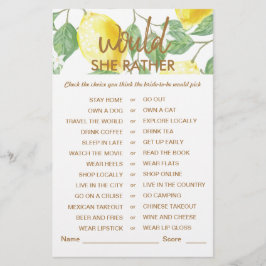 グリーンモダンイエローレモンブライダルシャワーゲーム