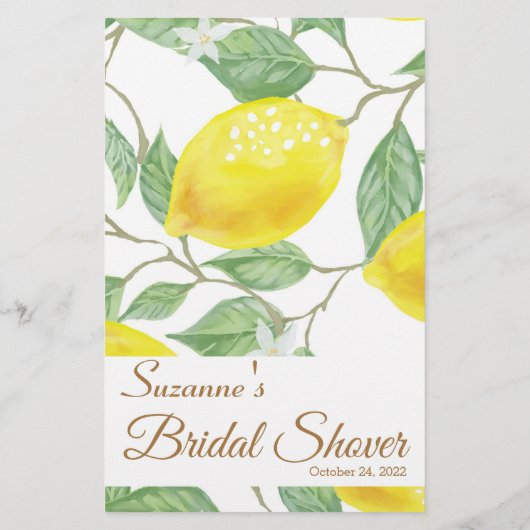 グリーンモダンイエローレモンブライダルシャワーゲーム (裏面)