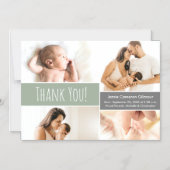 グリーンモダンウェルカムホーム男の赤ちゃんフォトコラージュ マグネット招待状 (正面)