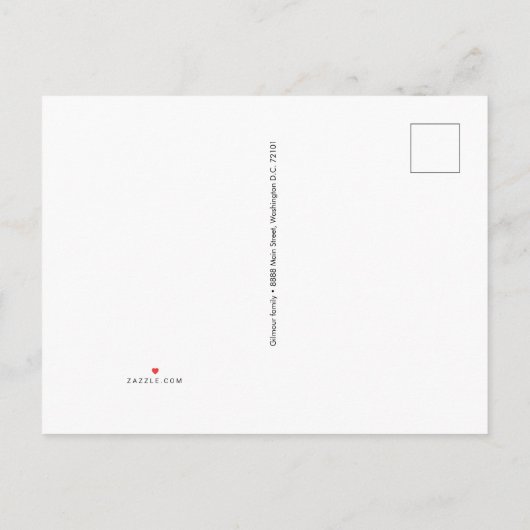 グリーンモダンウェルカムホーム男の赤ちゃんフォトコラージュ 案内ポストカード (裏面)