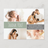 グリーンモダンウェルカムホーム男の赤ちゃんフォトコラージュT 案内ポストカード (正面)