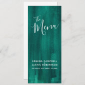 グリーンモダンエメラルド抽象芸術ア結婚ートのメニュー メニュー (正面/裏面)