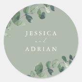 グリーンモダンエレガンス結婚ズ ラウンドシール (正面)