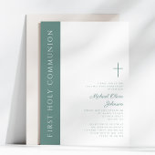 グリーンモダンエレガントクロスボーイファースト聖餐式 招待状