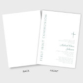 グリーンモダンエレガントクロス最初の聖餐式 招待状