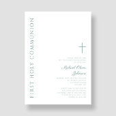 グリーンモダンエレガントクロス最初の聖餐式 招待状