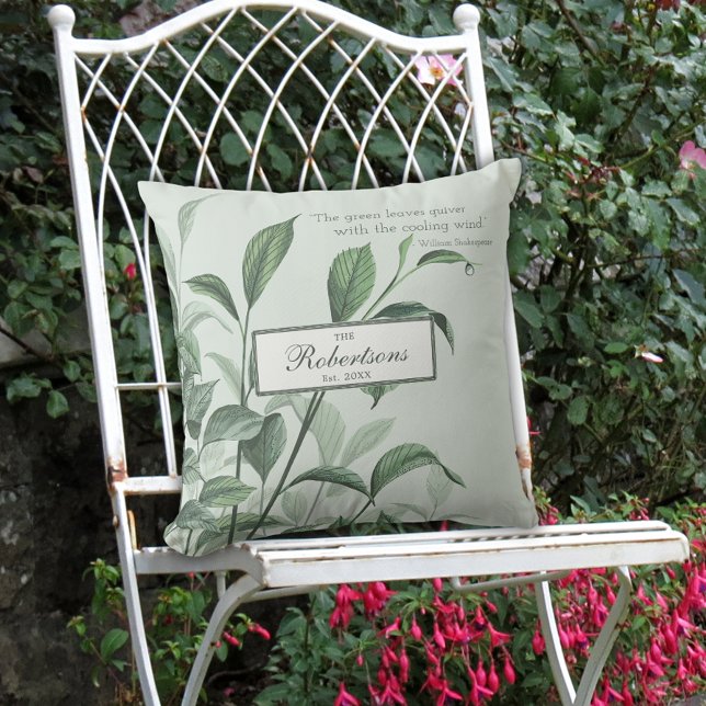 グリーンモダンエレガントヴィンテージガー離れデン引用文 アウトドアクッション (クリエイターアップロード済み)