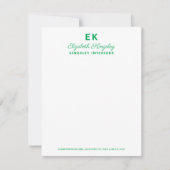 グリーンモダンエレガント名前をカスタムするとビジネス ノートカード (正面)