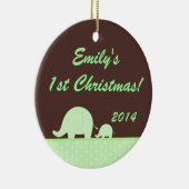 グリーンモダンエレファントジュンパーソナライズされたネームオーナメント セラミックオーナメント (右)