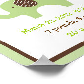 グリーンモダンエレファント子供部屋ウォールアート誕生プリント ポスター (角)