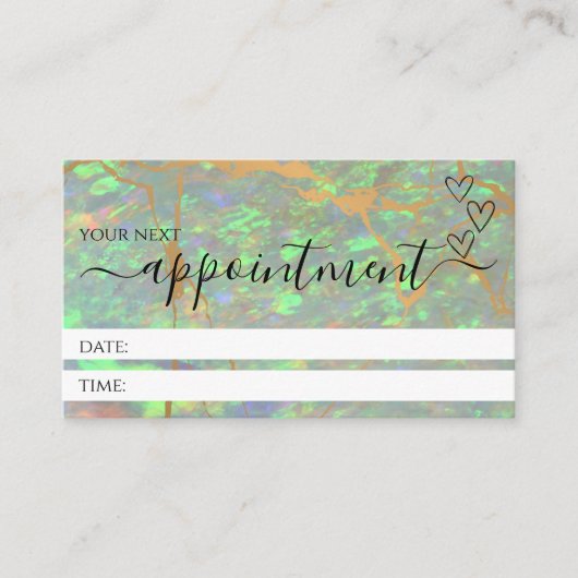 グリーンモダンオパールプロフェッショナルアポイントメントカード 予約カード (正面)