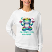 グリーンモダンカエルを息を吸い込む | Tシャツ (正面)