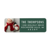 グリーンモダンカスタムクリスマスフォト差出人住所 ラベル (正面)