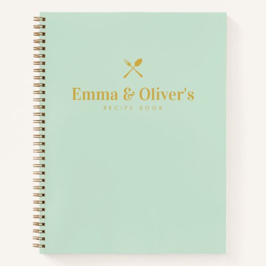 グリーンモダンカップルギフト婚約空白のレシピ ノートブック (正面)