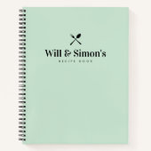 グリーンモダンカップル婚約ギフト空白のレシピ ノートブック (正面)