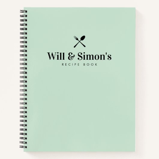 グリーンモダンカップル婚約ギフト空白のレシピ ノートブック (正面)