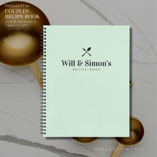 グリーンモダンカップル婚約ギフト空白のレシピ ノートブック