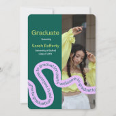 グリーンモダンカラフルタイポグラフィ 招待状 (正面)