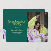 グリーンモダンカラフルタイポグラフィ 招待状 (正面/裏面)