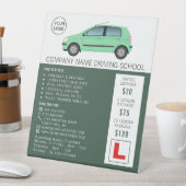グリーンモダンカー、ドライビングスクール、インストラクター 台座サイン (インサイチュ)