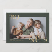 グリーンモダンキッズフォトメリークリスマス シーズンカード (正面)