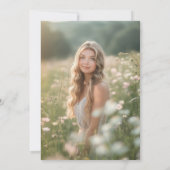 グリーンモダンギンガムパーフェクト梨ブライダルシャワー 招待状 (裏面)