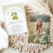 グリーンモダンギンガムパーフェクト梨ブライダルシャワー 招待状