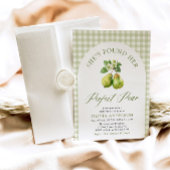 グリーンモダンギンガムパーフェクト梨ブライダルシャワー 招待状