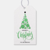 グリーンモダンクリスマスツリーホリデイ ギフトタグ (正面)