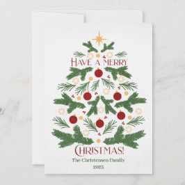 グリーンモダンクリスマスツリーホリデーカード シーズンカード