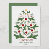 グリーンモダンクリスマスツリーホリデーカード シーズンカード (正面/裏面)