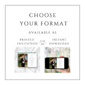 グリーンモダンクロス写真少年ファースト・コミュニオン 招待状