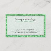 グリーンモダングリッターテクスチャプリントビューティシャン 名刺 (裏面)